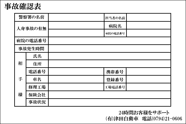 事故確認表